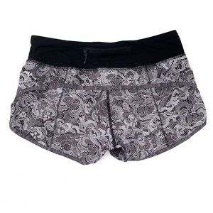 Lululemon RARE Speed Short Florence Lace Black White size 4